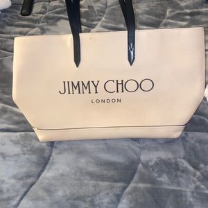 AUTHENTIC Worn ONLY twice Canvas Logo Jimmy Choo Tote Black and cream
